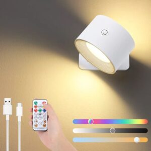 RGB LED Wall Lights in UK – 360° Rotatable with Remote & Touch Control